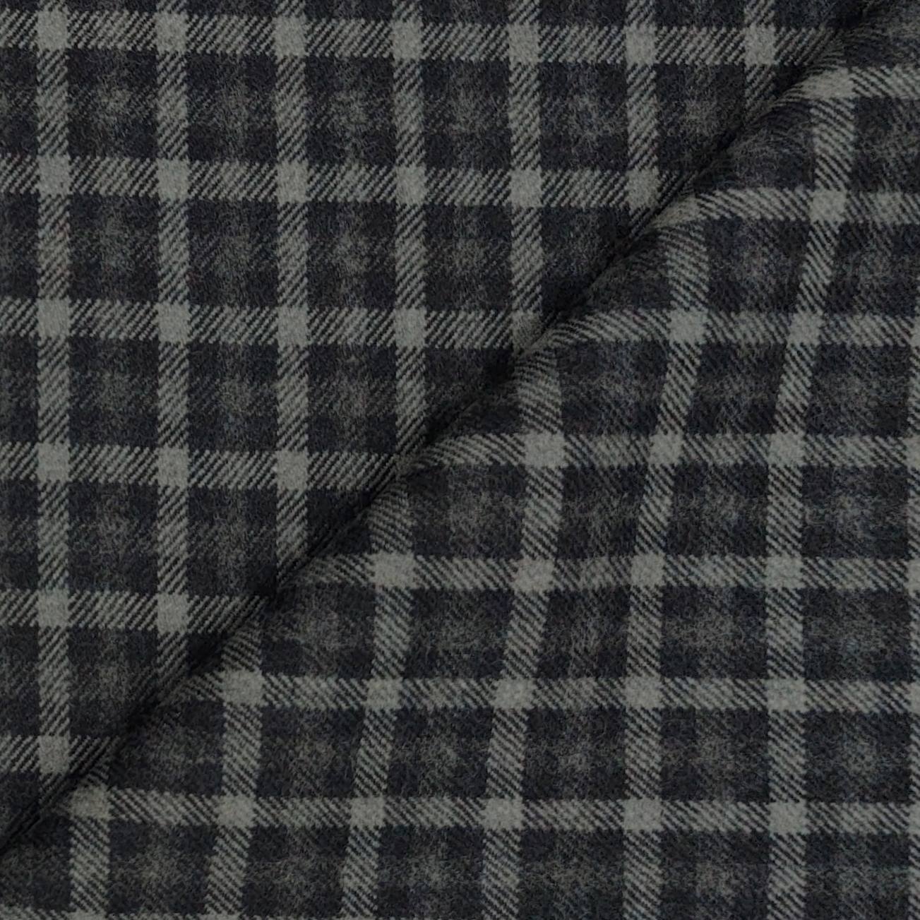 Tweed Blazer Fabric OCM Wool Blended Check Colour Anchor Grey